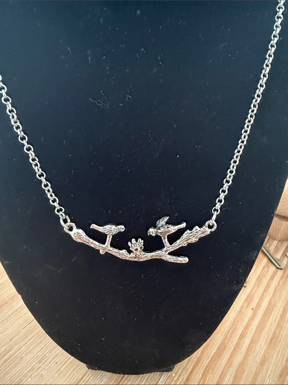 Silver Bird on Branch Pendant Necklace - Women Jewelry